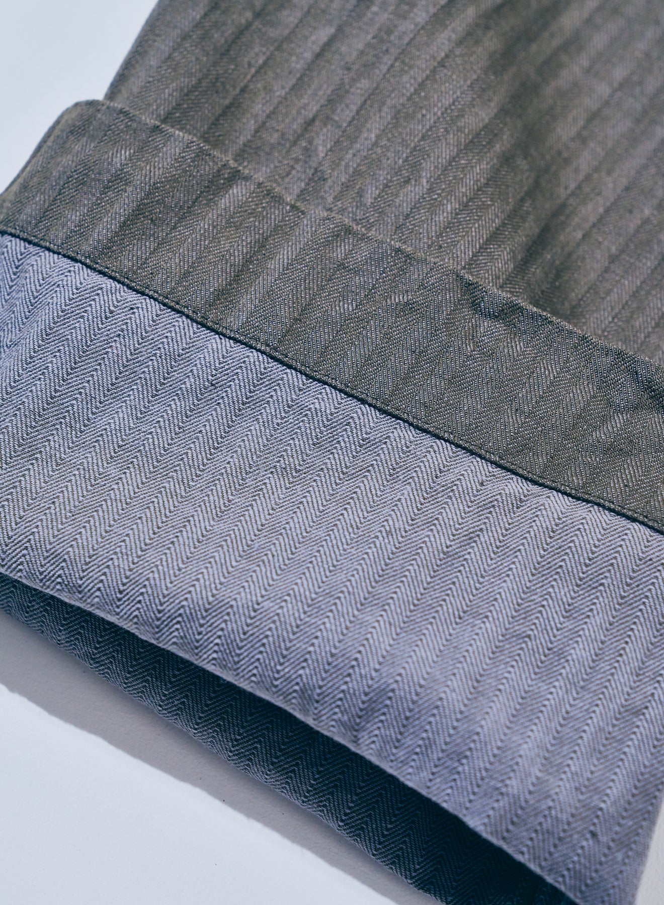 SWC600C-HBII 13oz Herringbone Wide Trousers - OLIVE