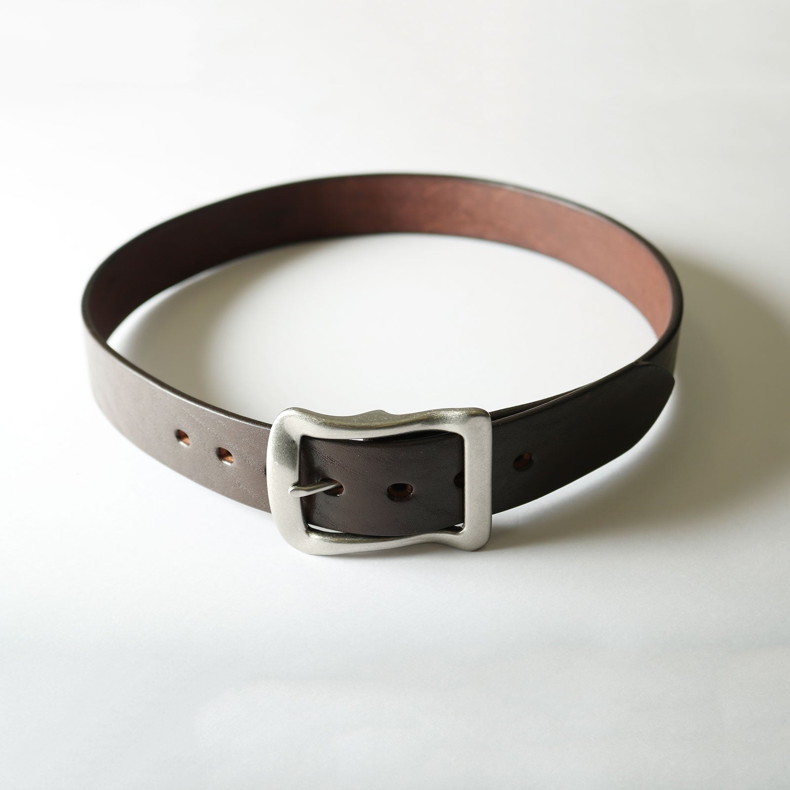 LE-4168 TOCHIGI LEATHER BIG BUCKLE 40MM "SILVER BUCKLE" - CHOCO