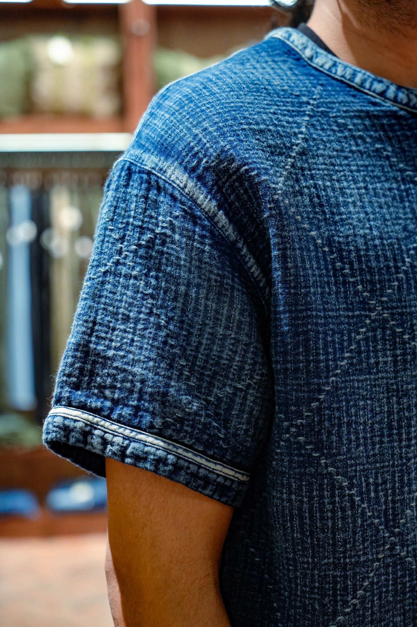 SASHIKO HENRY SHIRT - INDIGO