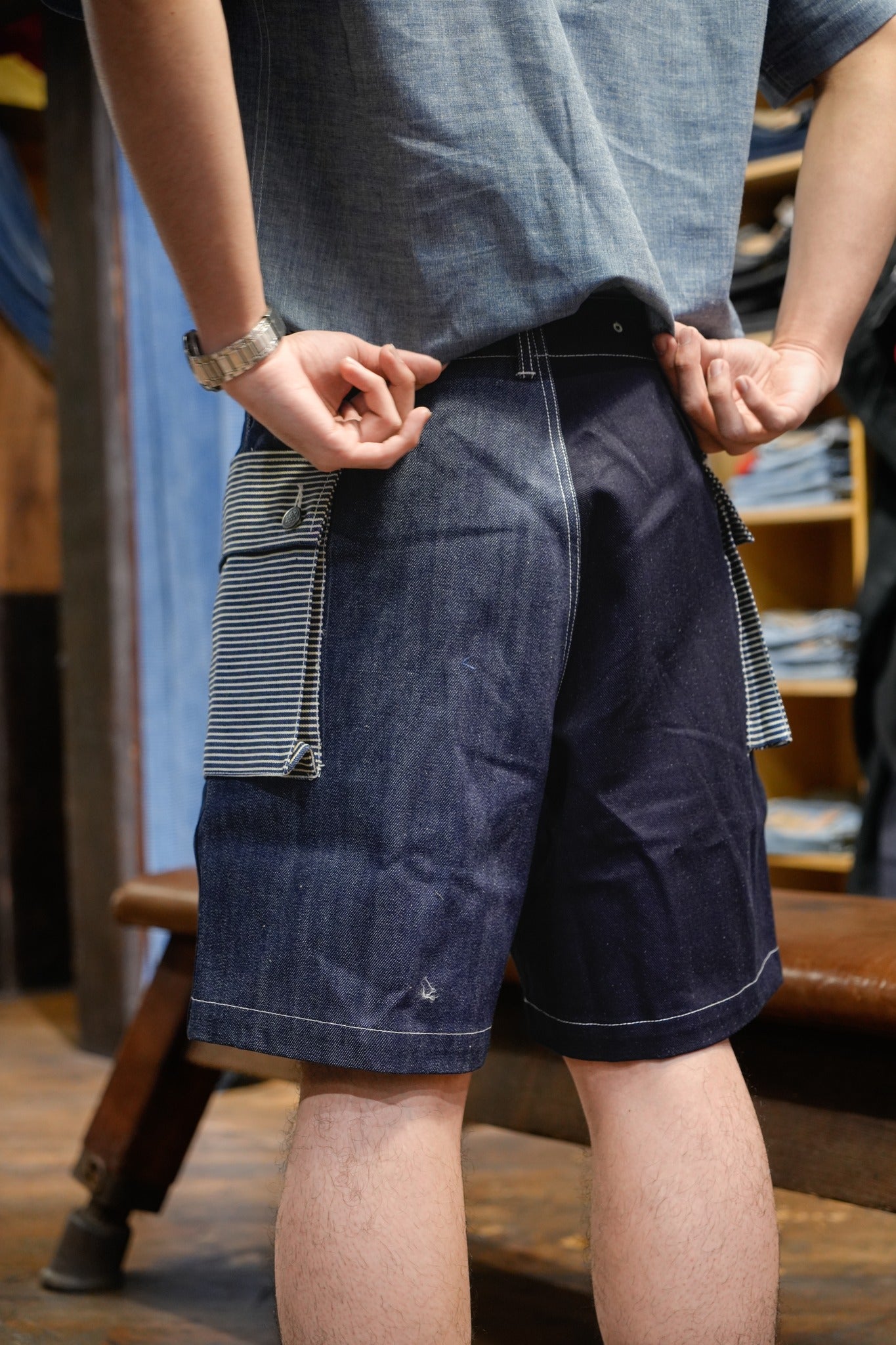 MASH UP P-43 SHORTS - MULTI INDIGO