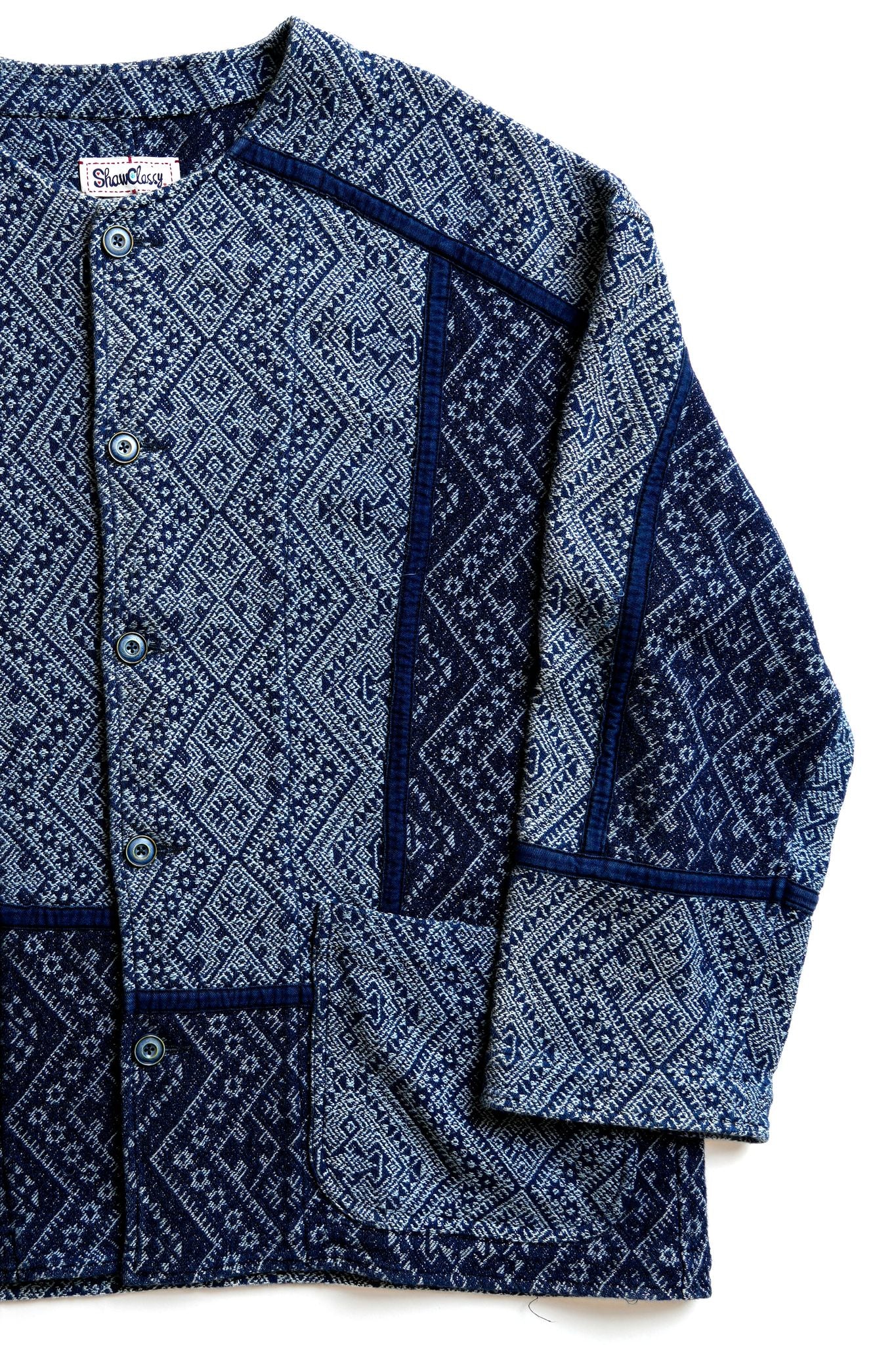 Brocade patchwork jacket - INDIGO