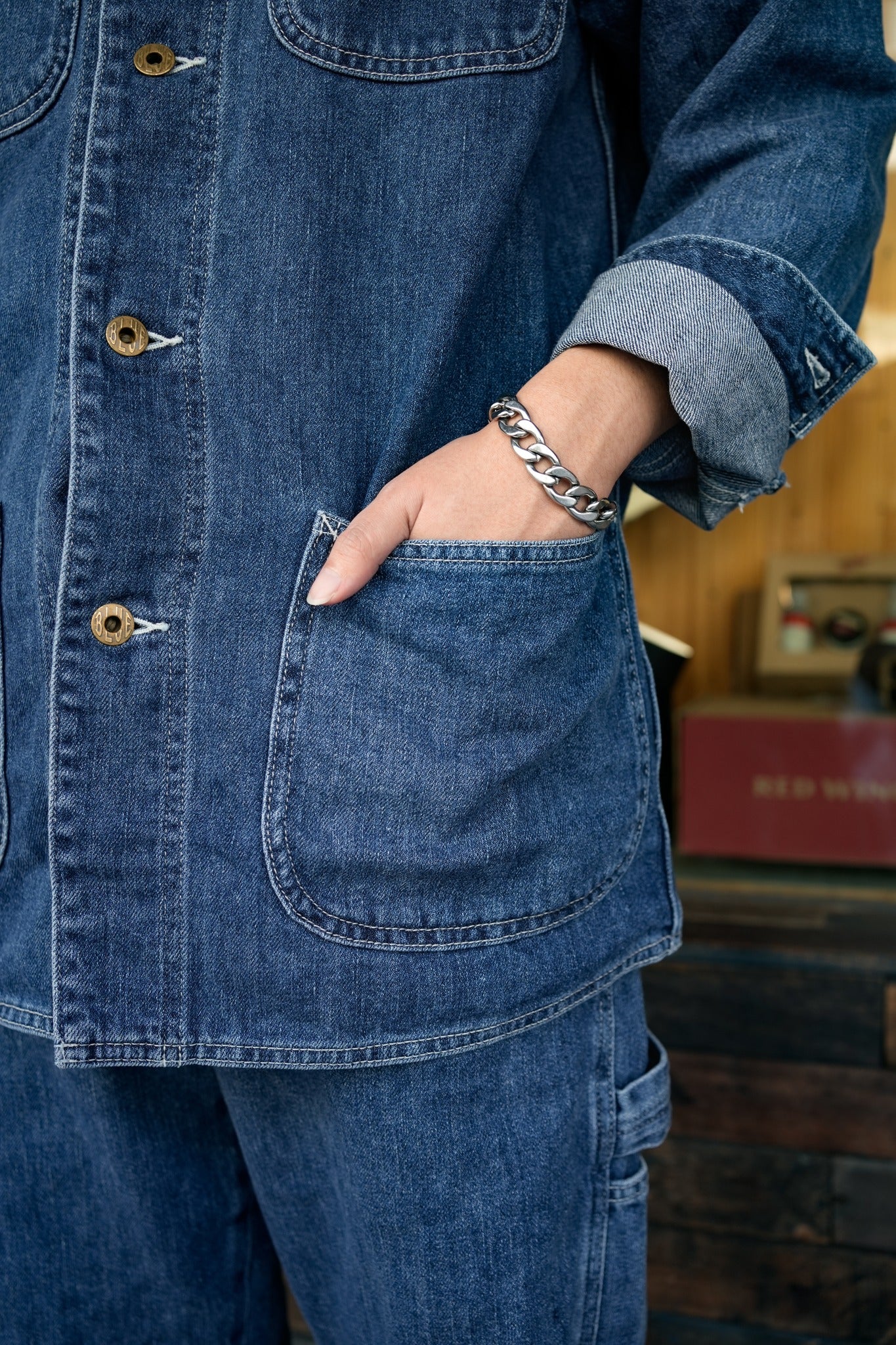 JBOT1331  COVERALL JKT - DENIM - MEDIUM INDIGO