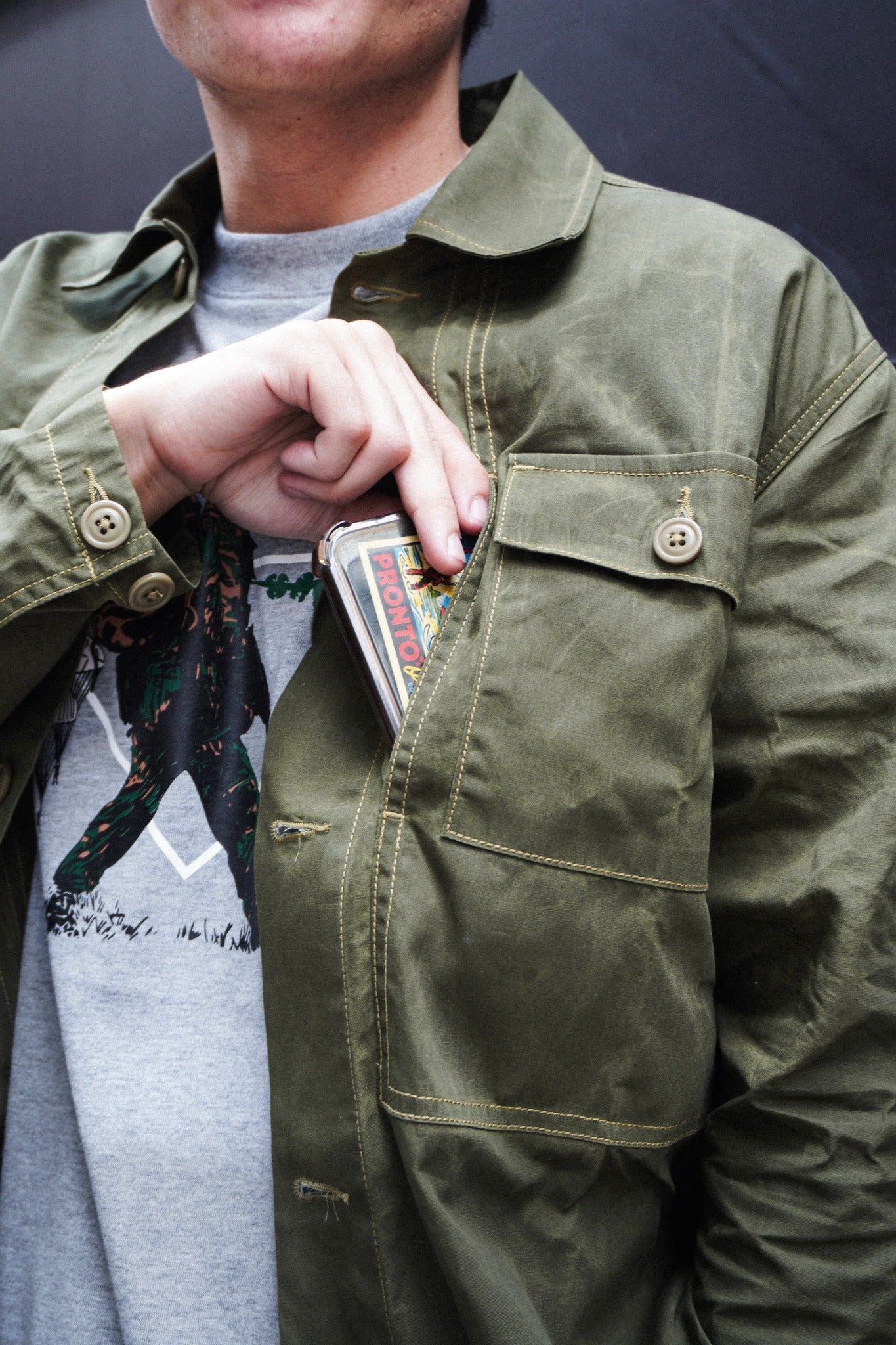 P44 Utility Shirt - Olive Tin cloth