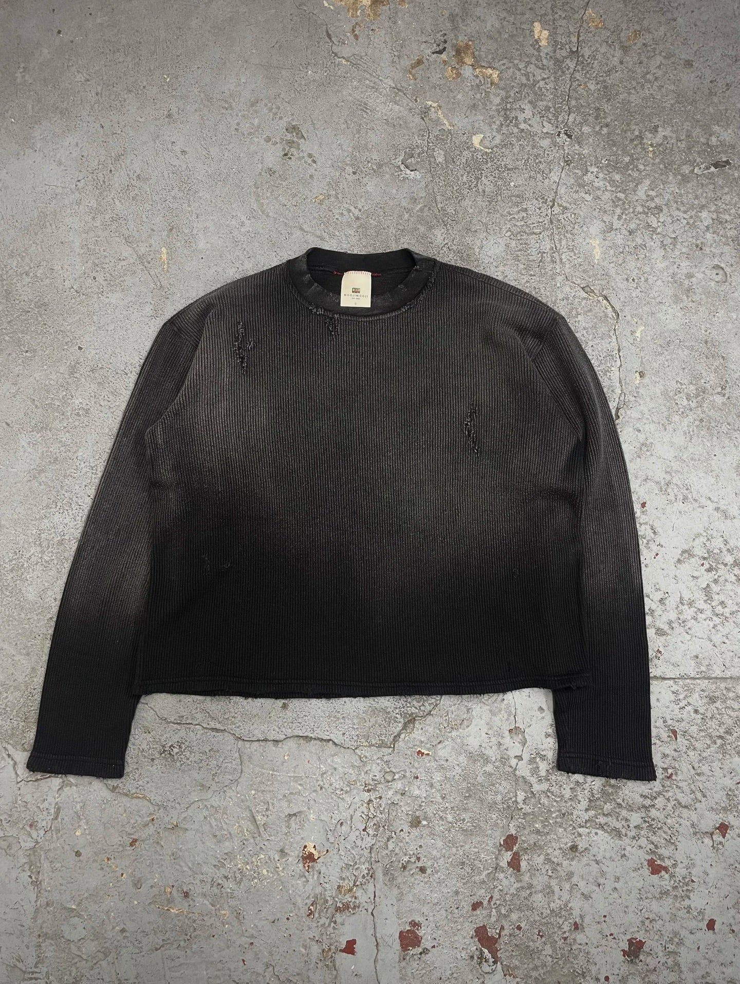 OVERSIZED CROP WAFFLE KNIT - AGED BLACK