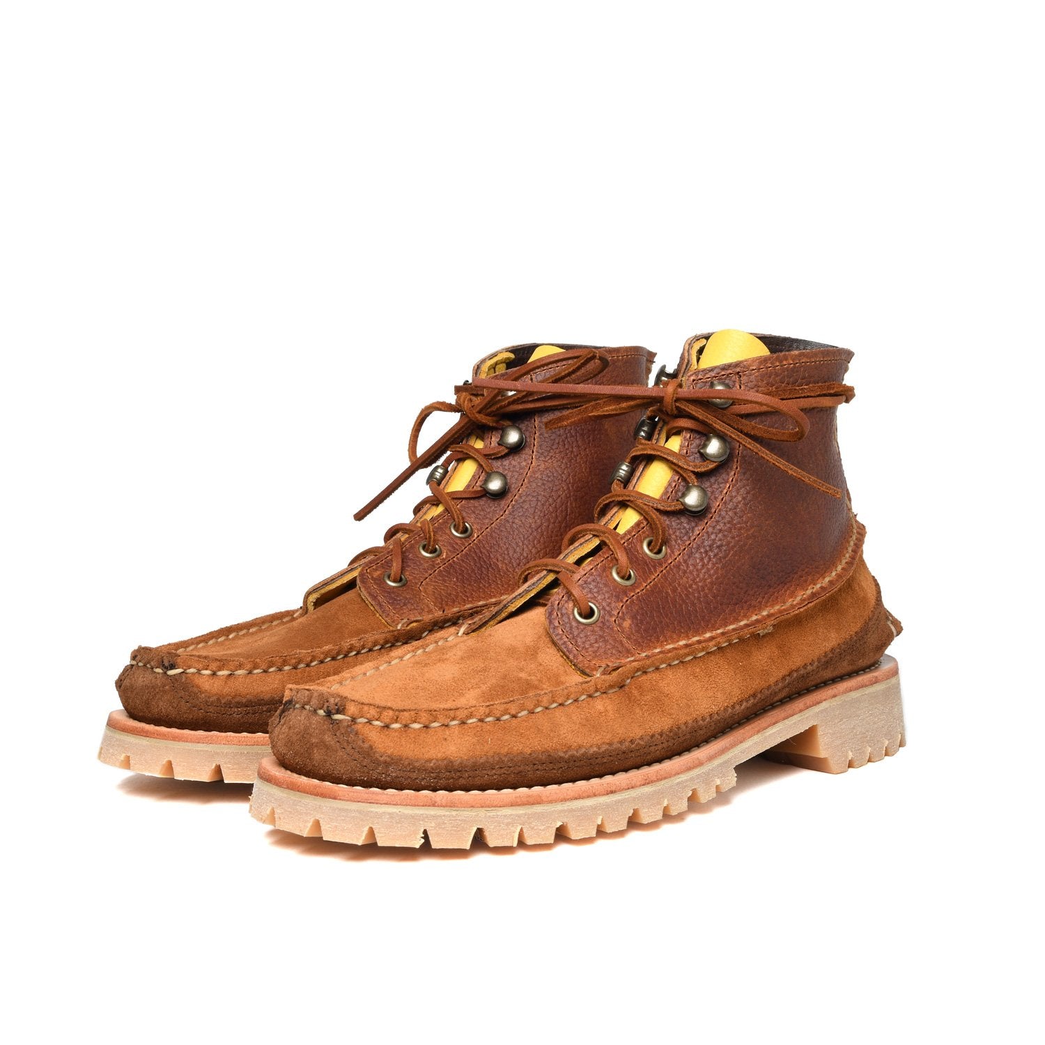 All Handsewn Maine Guide 6 Eye DB Boots - Brown Multi