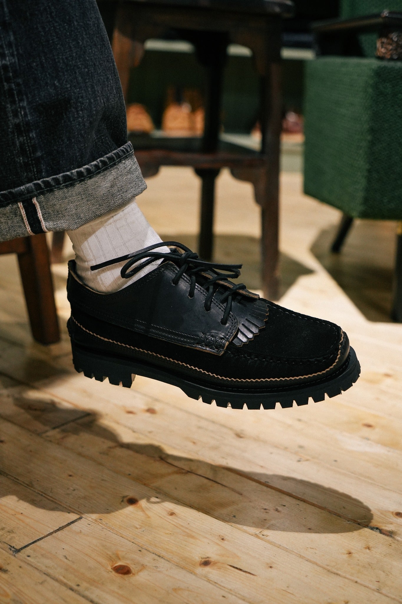 Semi Handsewn Maine Guide Ox DB w/ Kiltie - FO Nero x G Black