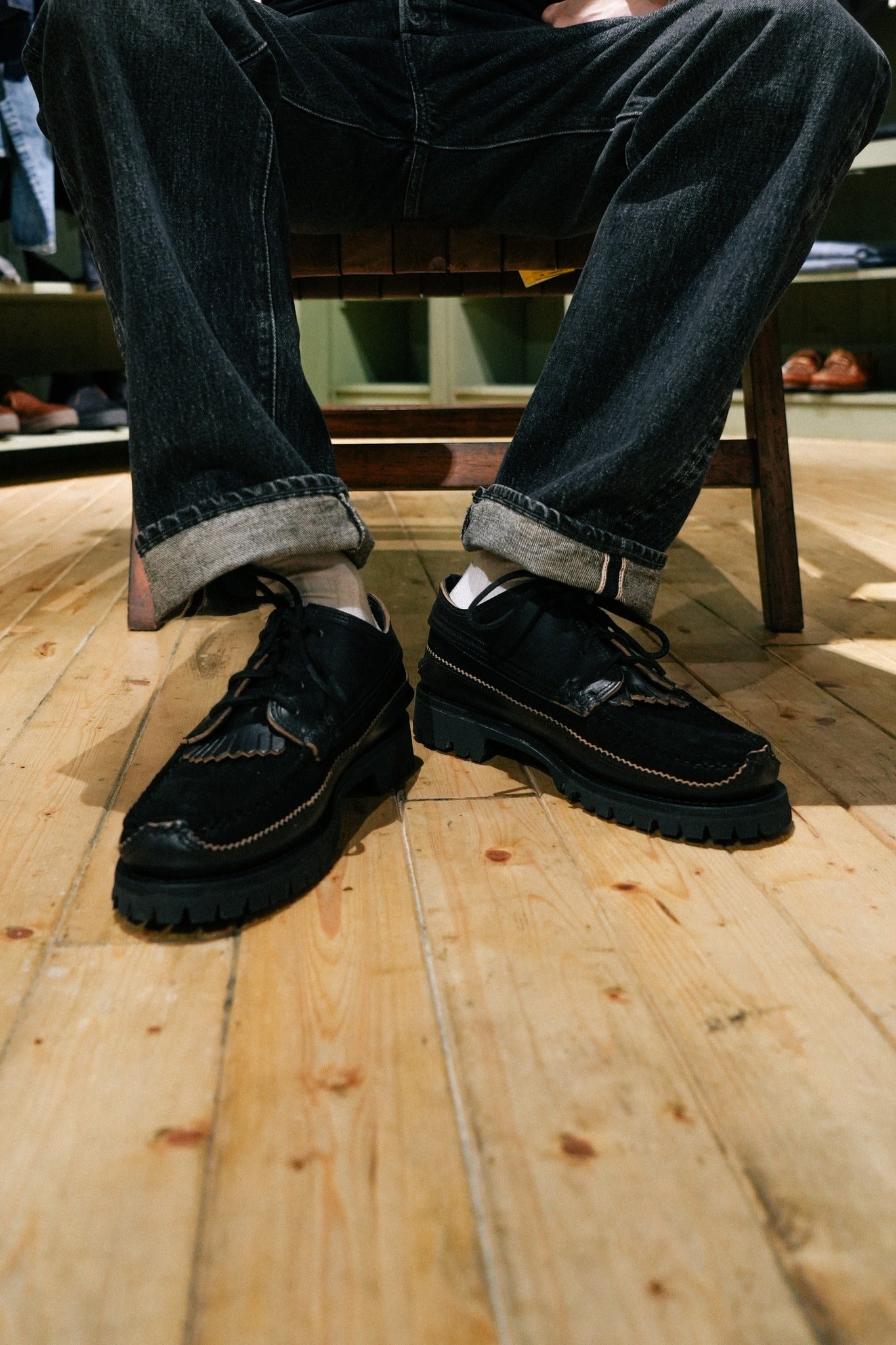 Semi Handsewn Maine Guide Ox DB w/ Kiltie - FO Nero x G Black