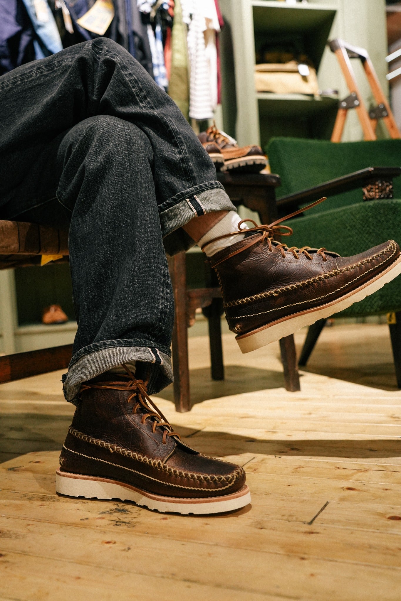 All Handsewn Maine Guide 6 Eye DB Boots - CH Brown