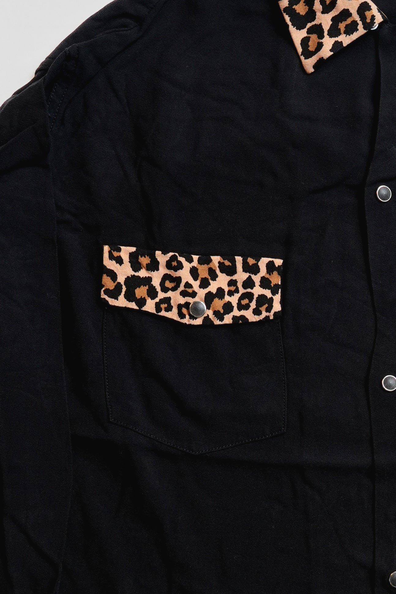 SNAP-UP GABARDINE SHIRT - LEOPARD