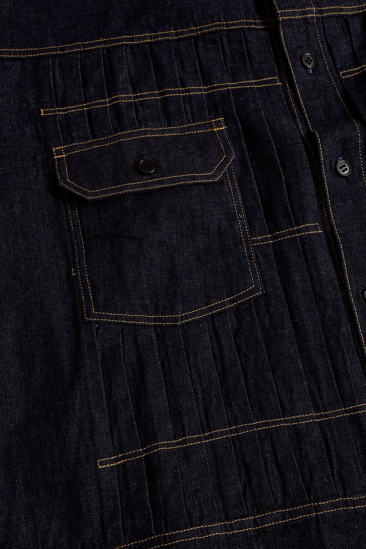DENIM PLEATED SHIRT RINSE (FA26) - INDIGO