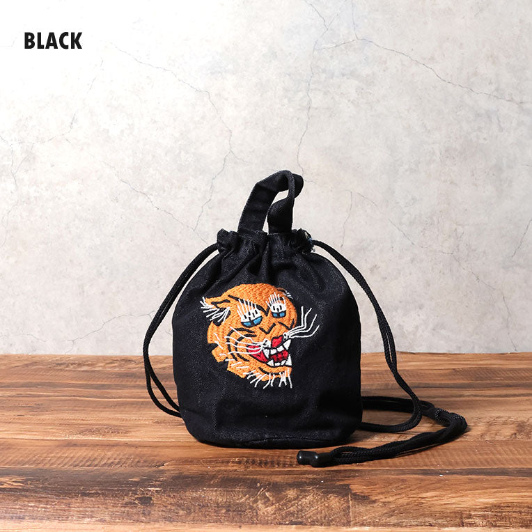 6880 EMB DENIM EFFECT BAG (TIGER) - BLACK