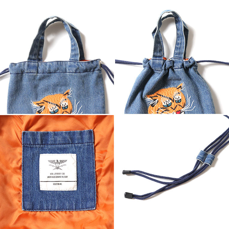 6880 EMB DENIM EFFECT BAG (TIGER) - INDIGO VINTAGE WASH