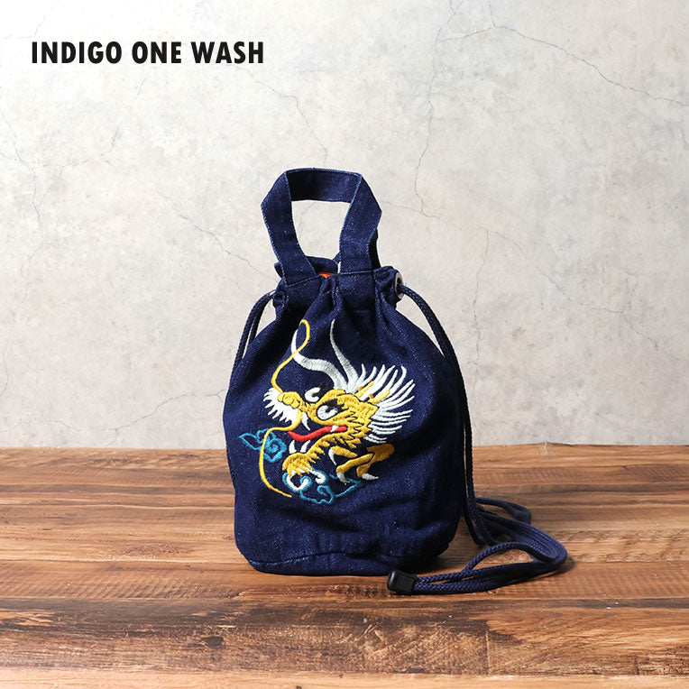 6881 EMB DENIM EFFECT BAG (DRAGON) - INDIGO