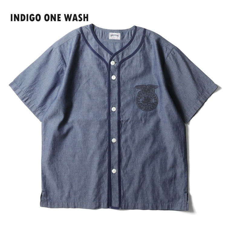 41326 CHAMBRAY BASEBALL SHIRT (FFA) - INDIGO ONE WASH