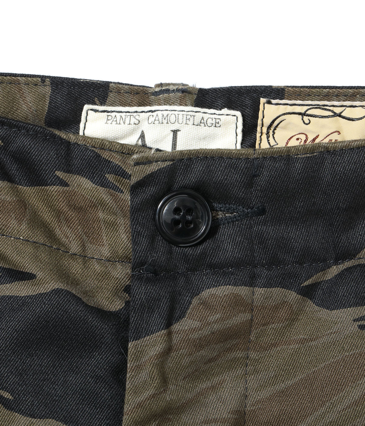 BR42594 WILLIAM GIBSON COLLECTION BLACK TIGER PATTERN TROUSERS OVER DYE - BLACK