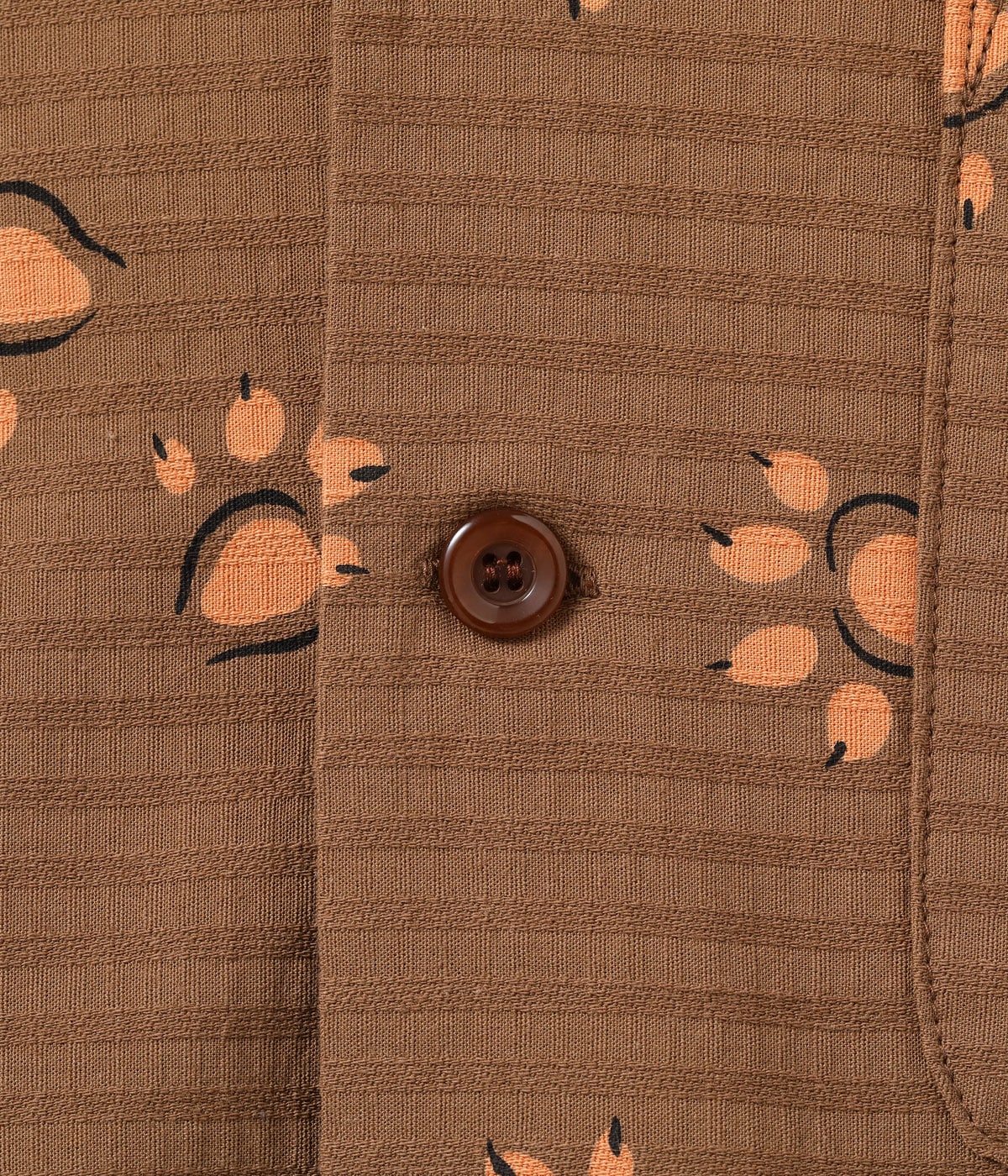 SH39720 DOBBY COTTON OPEN SHIRT LEOPARD - BROWN