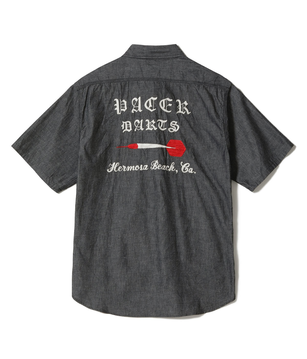 SC39731 CHAMBRAY WORK SHIRT with CHAIN EMBROIDERED - BLACK