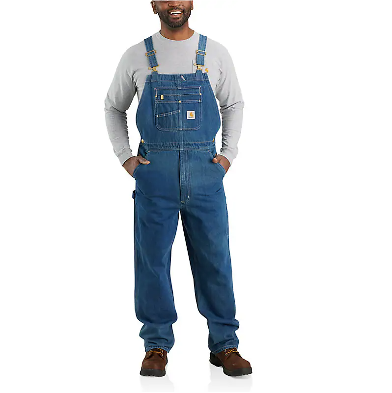 LOOSE FIT DENIM BIB OVERALL - DARKSTONE