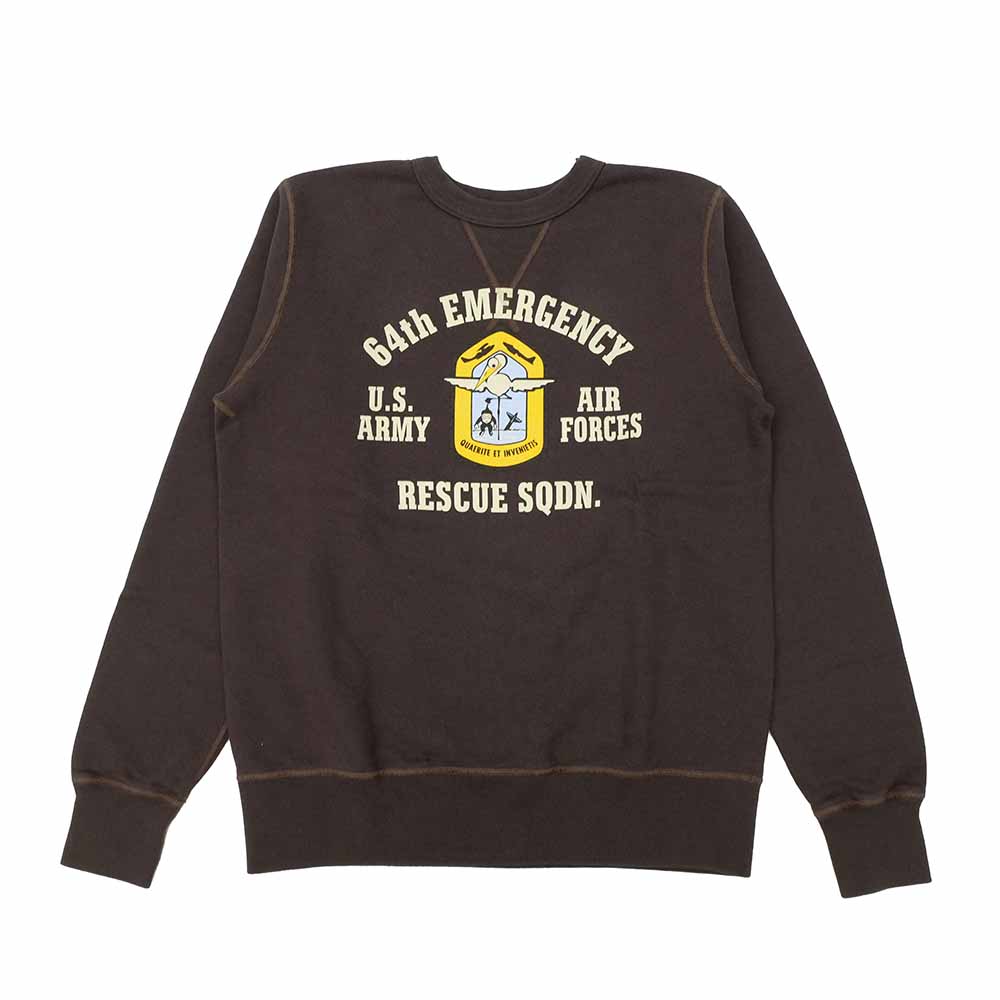 BR69635 SET-IN CREW NECK SWEAT SHIRT 64th EMERGENCY - BLACK