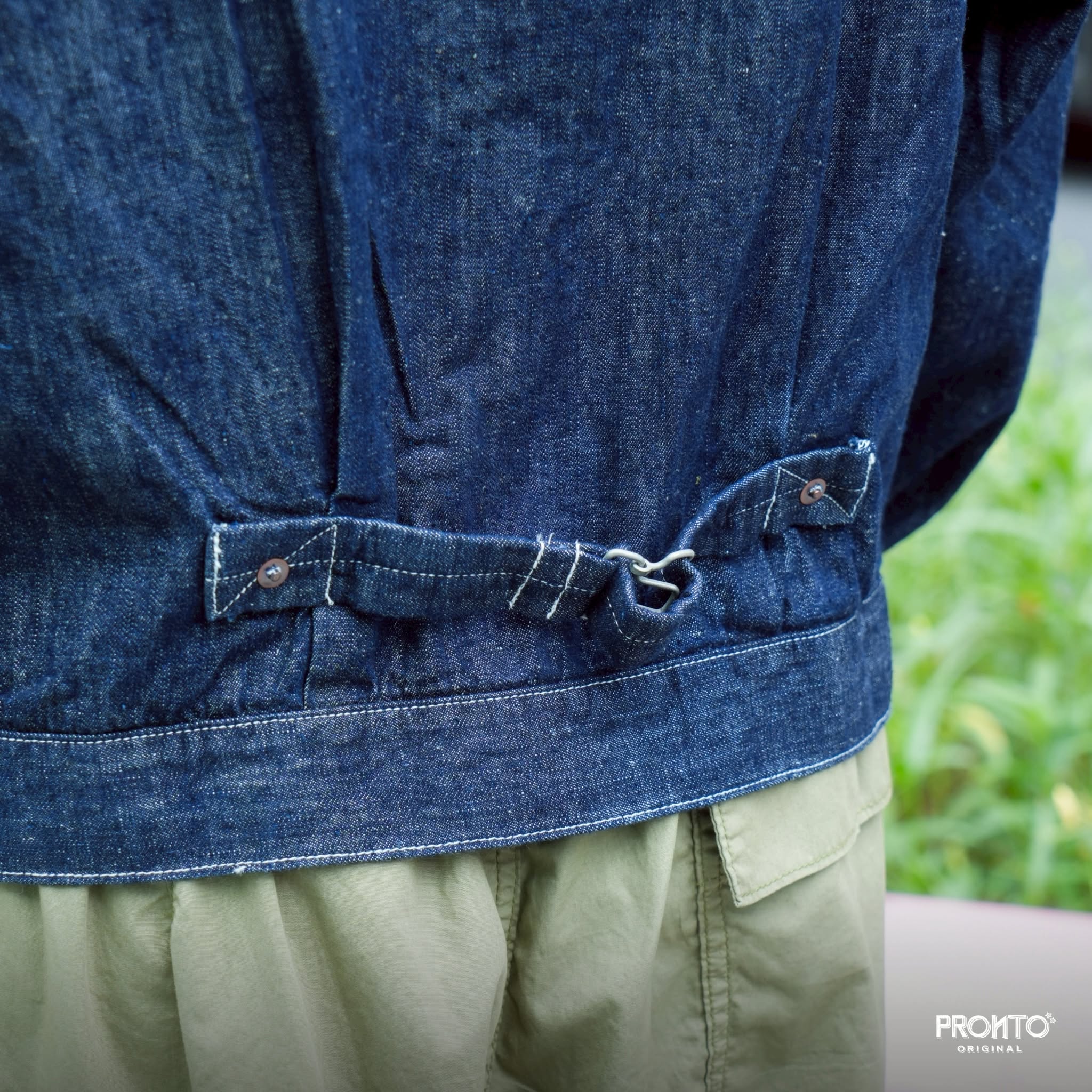COTTON 7oz SELVEDGE NEP DENIM 1880S TRIPLE PLEATED JACKET - INDIGO