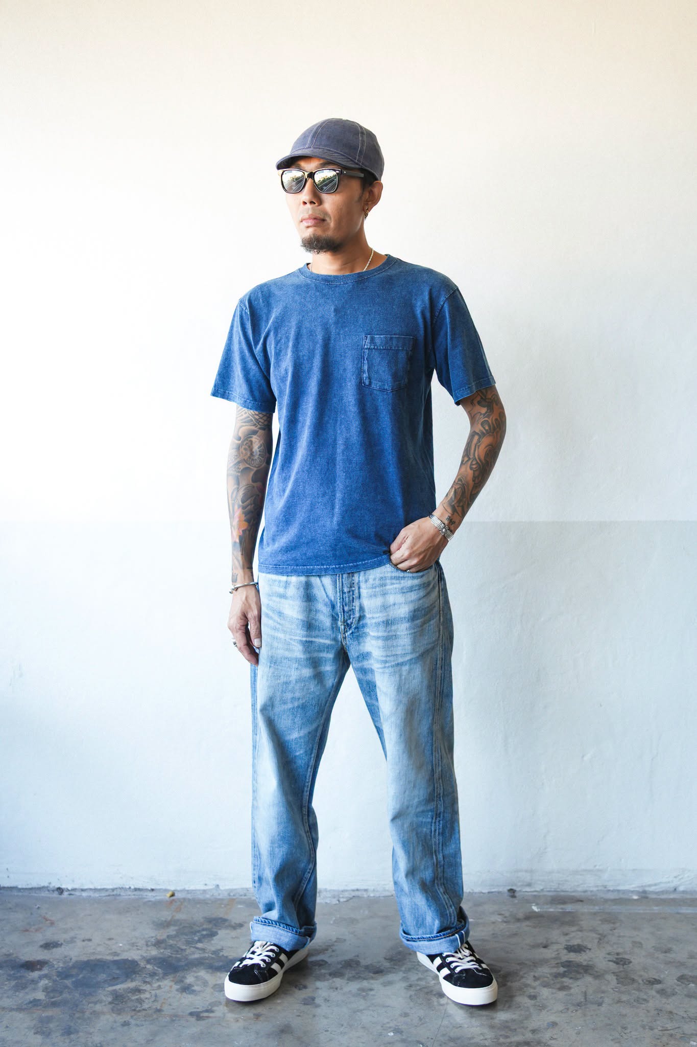 CREW POCKET TEE S/S - INDIGO