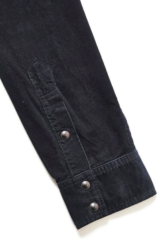 2236-IDBK Indigo Corduroy Curved Pocket Shirt - INDIGO X BLACK