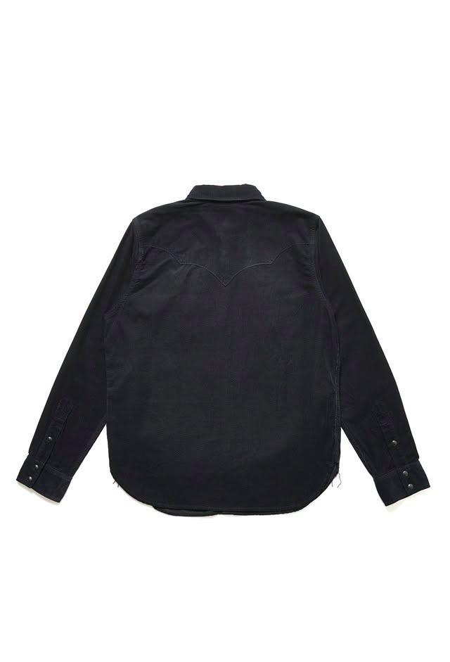 2236-IDBK Indigo Corduroy Curved Pocket Shirt - INDIGO X BLACK