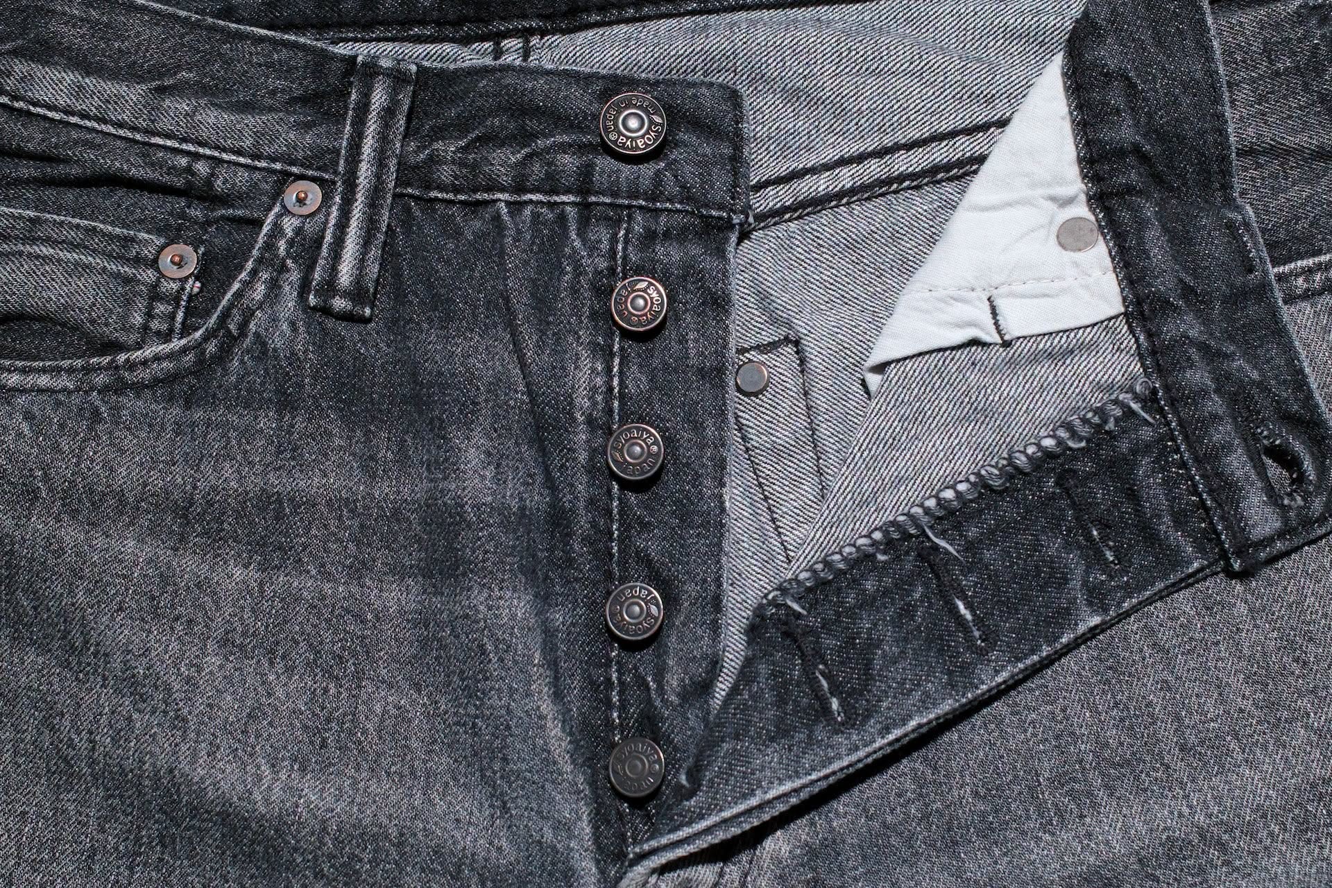 USED-003-BK 14oz Natural Wash Denim Regular Straight - BLACK