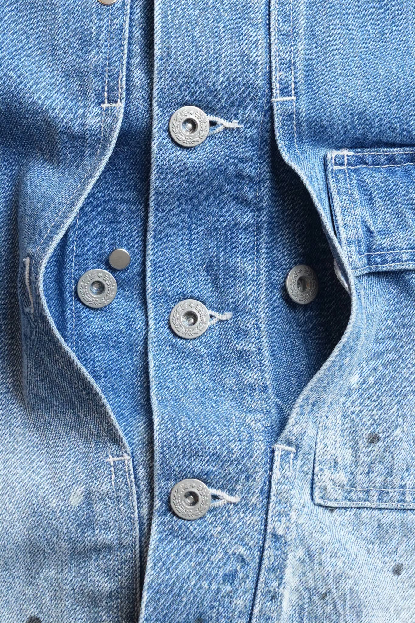COTTON 11.5oz SELVEDGE DENIM P-44 JACKET WITH PAINT - INDIGO