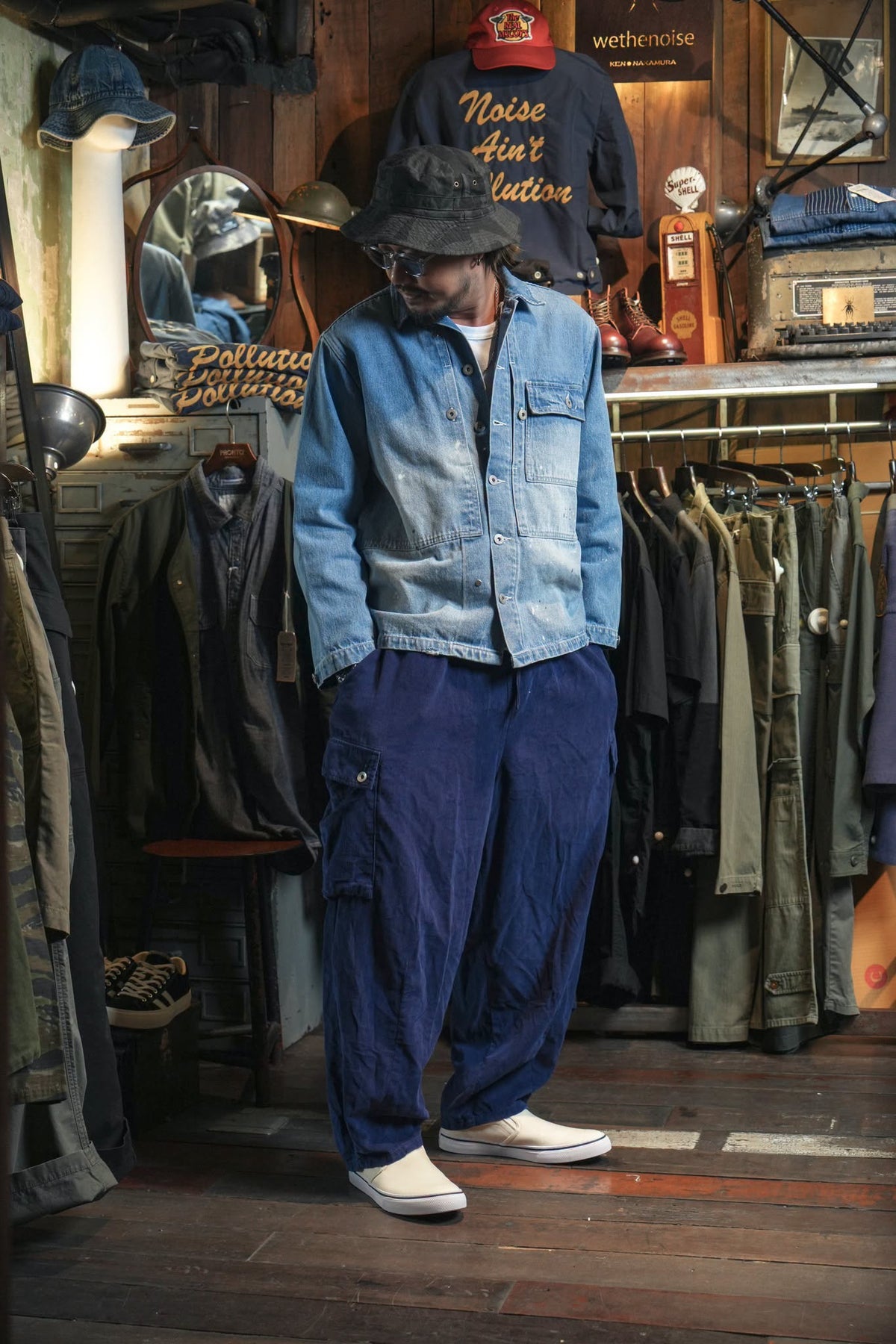 LIGHT INDIGO CORDUROY BALOON MONKEY PANTS - INDIGO