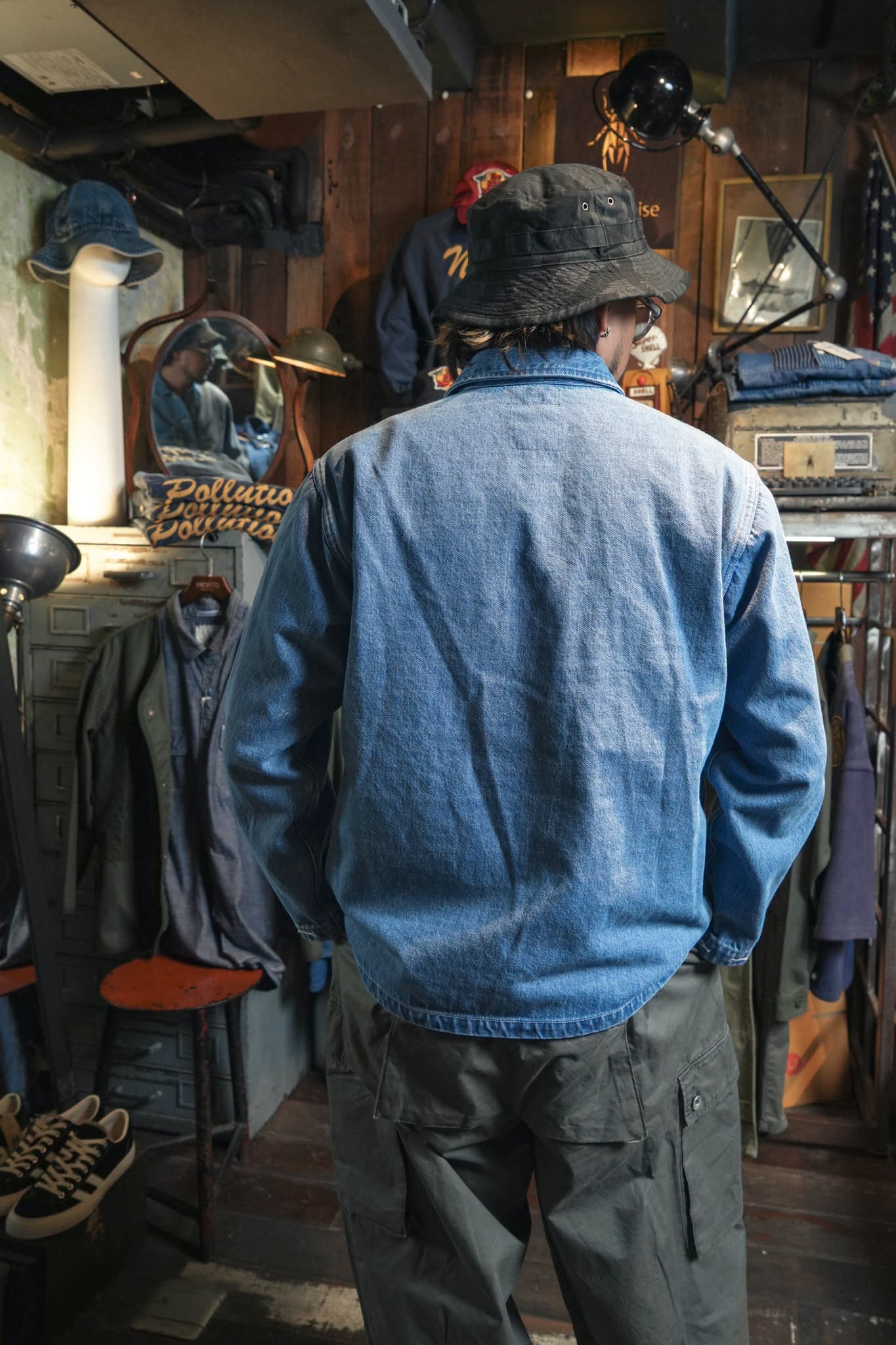 COTTON 11.5oz SELVEDGE DENIM P-44 JACKET WITH PAINT - INDIGO