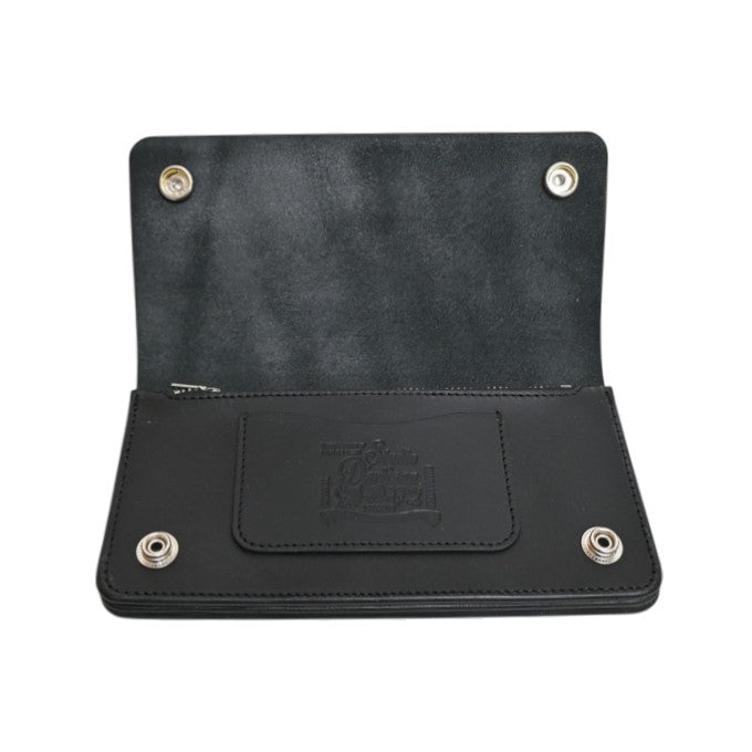 7584 LEATHER TRACKER WALLET LONG WALLET GENUINE LEATHER COWHIDE - BLACK