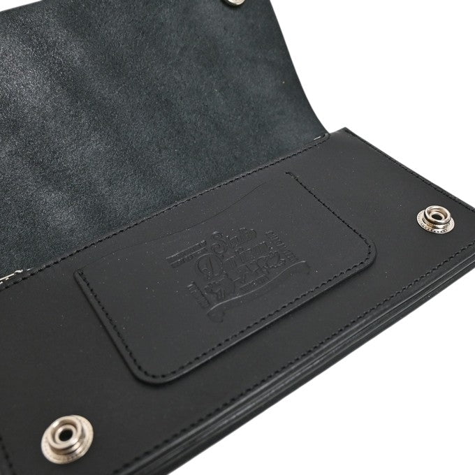 7584 LEATHER TRACKER WALLET LONG WALLET GENUINE LEATHER COWHIDE - BLACK