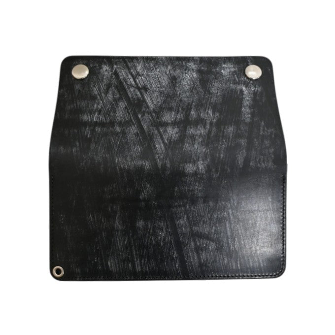 7584 LEATHER TRACKER WALLET LONG WALLET GENUINE LEATHER COWHIDE - BLACK