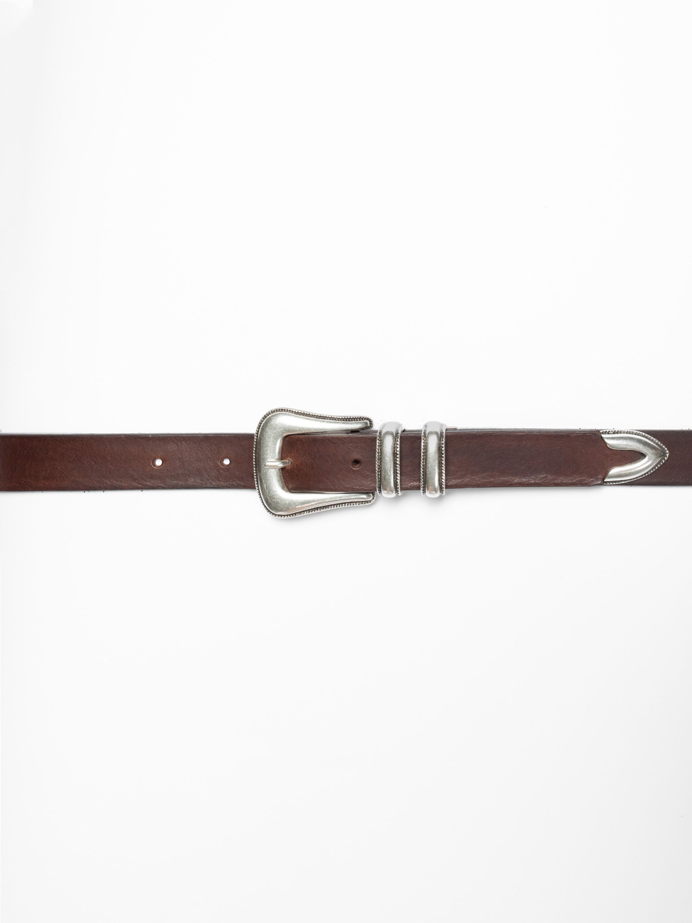 WESTERN SILVER BELT - DARK BROWN