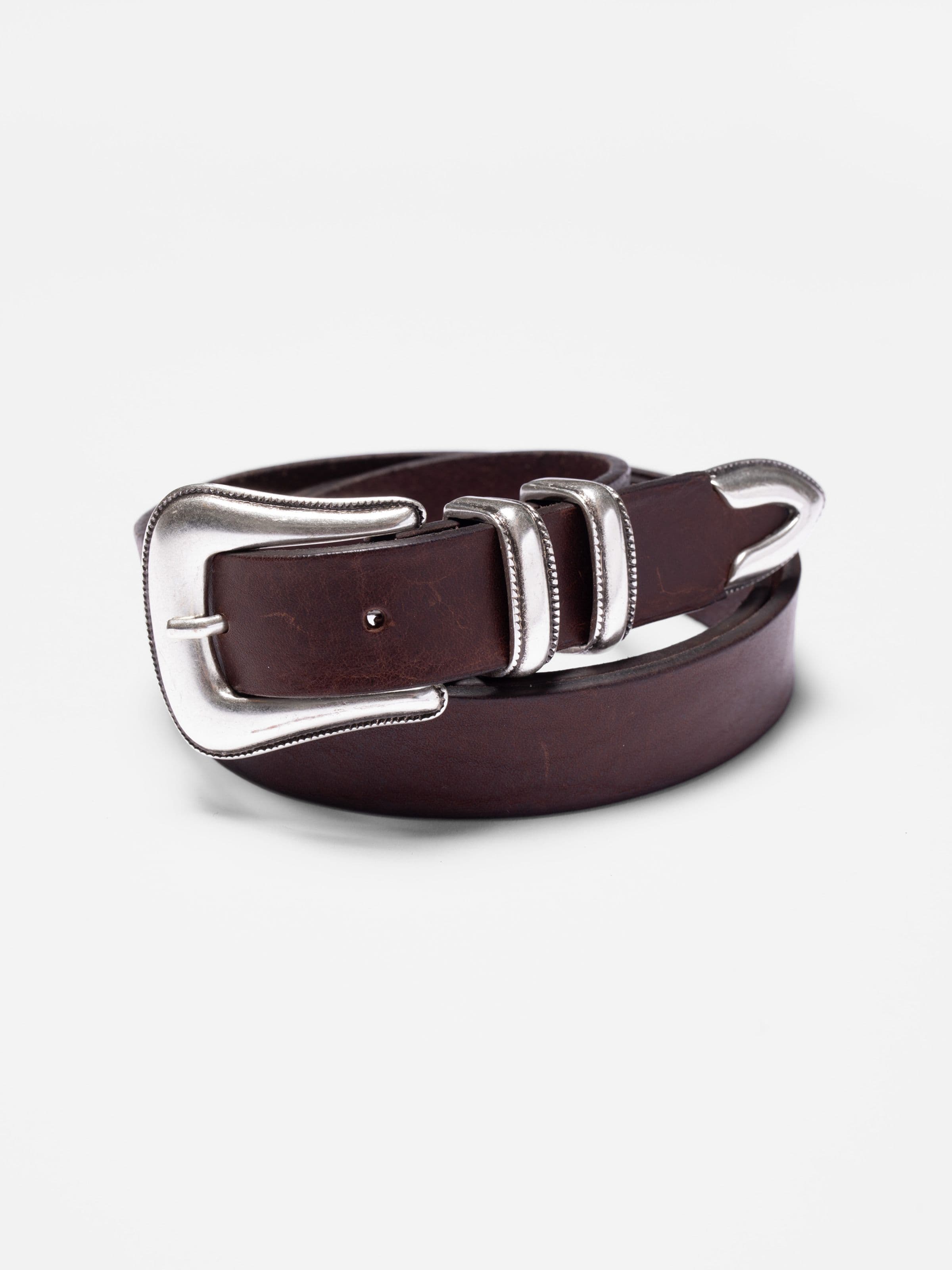 WESTERN SILVER BELT - DARK BROWN
