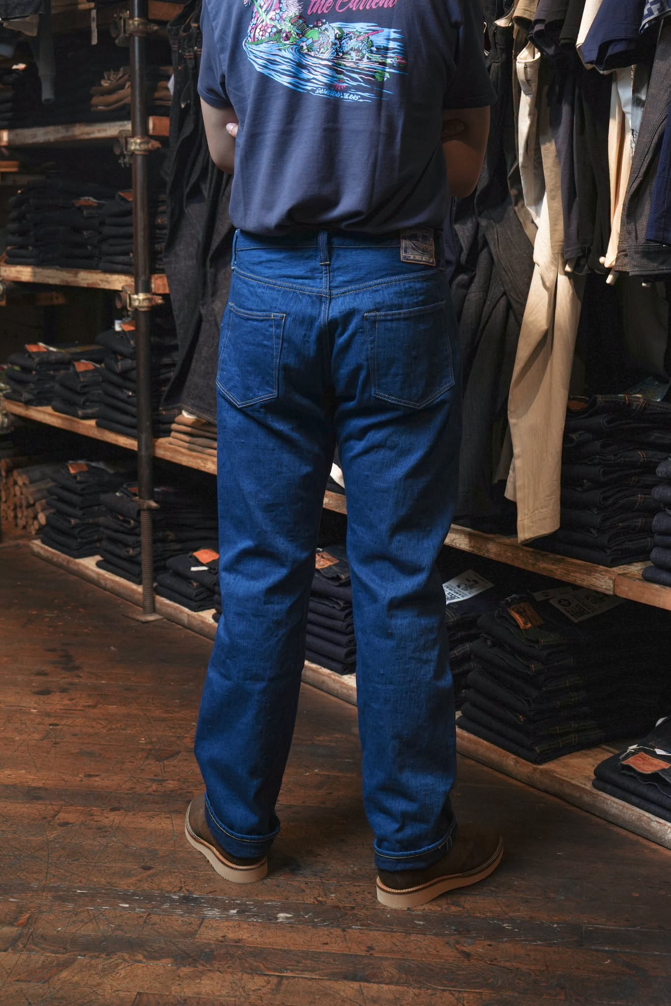 S3000XX15oz-SH Seigaiha Wide Straight model - INDIGO