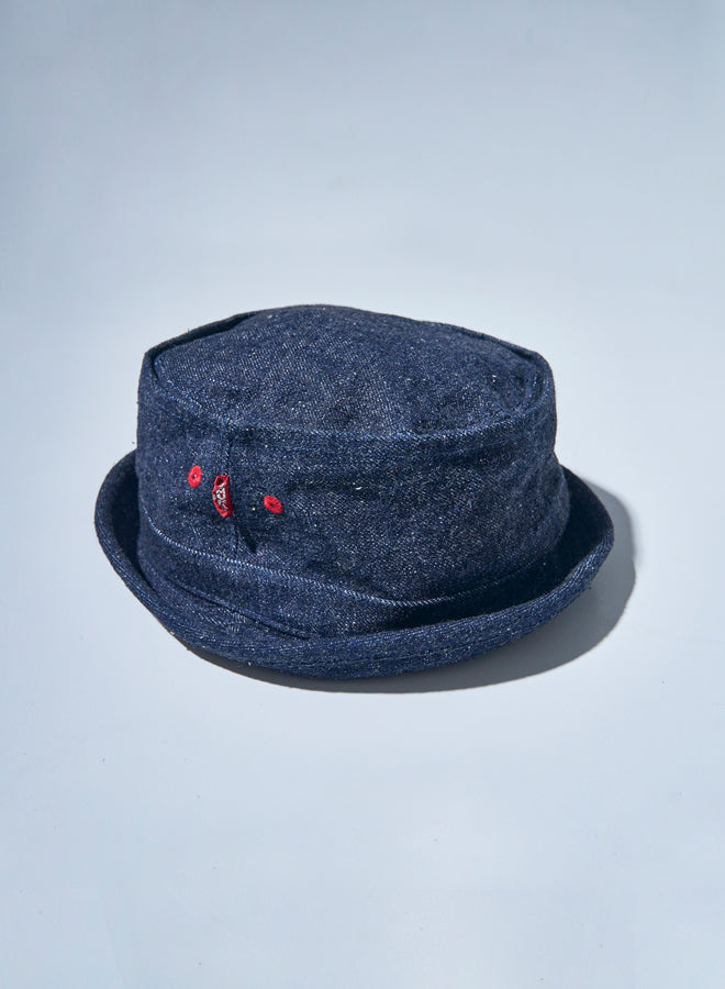 SJ401HT23-15oz (15oz Denim Pork Pie Hat) - INDIGO