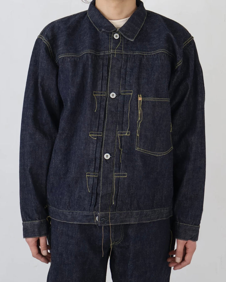 S2107-24 WWII Model Brown Cotton Denim Jacket (Non Wash) - INDIGO