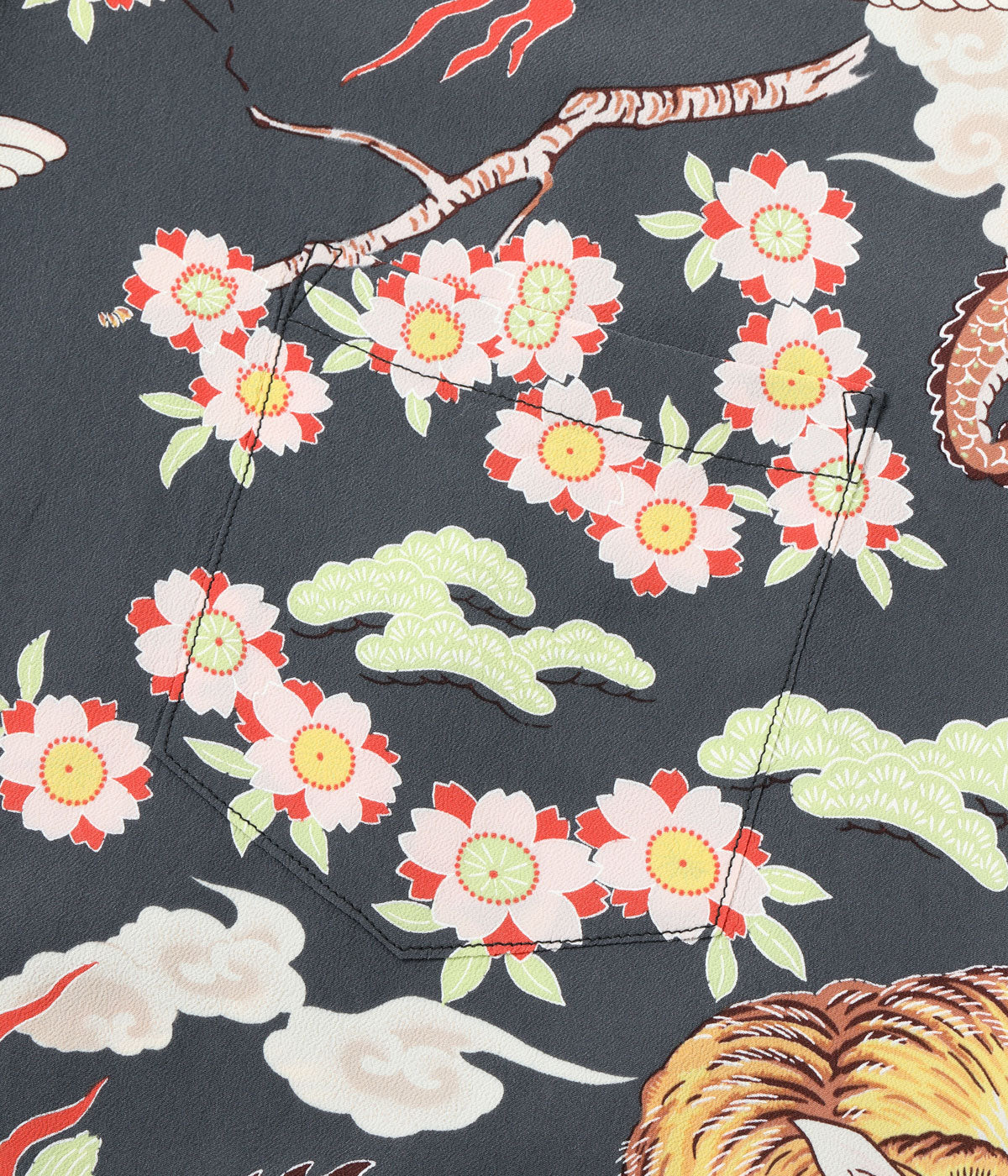 SS39414 RAYON HAWAIIAN SHIRT “THE TRIANGULAR FIGHT” - BLACK
