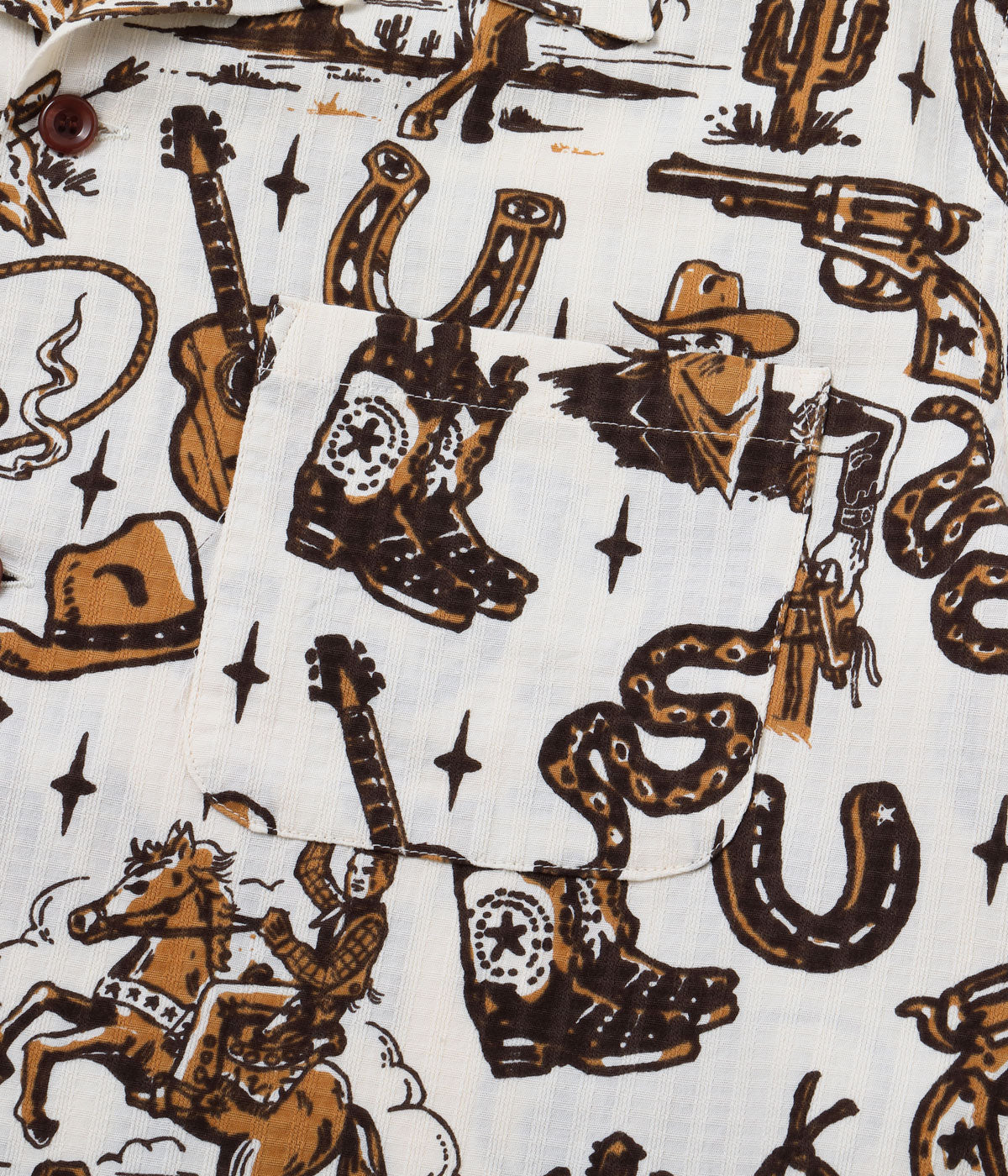 SH39706 DOBBY COTTON OPEN SHIRT “THE WESTERNER” by VINCE RAY - BROWN