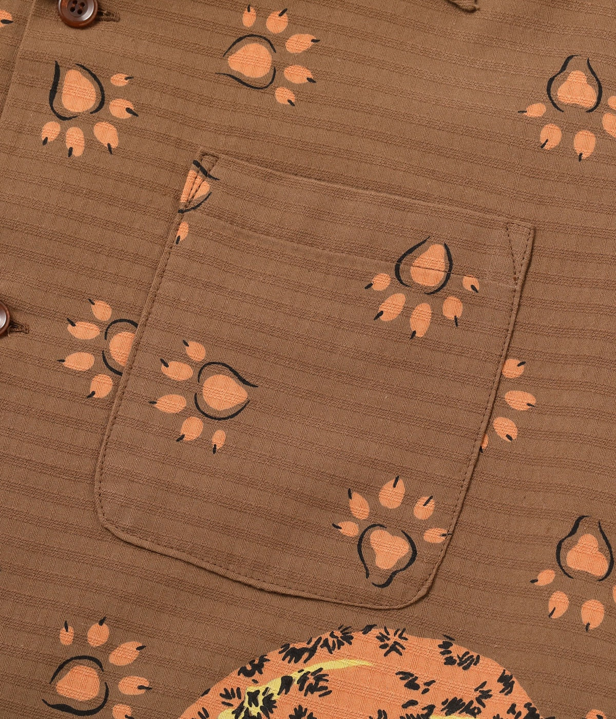 SH39720 DOBBY COTTON OPEN SHIRT LEOPARD - BROWN