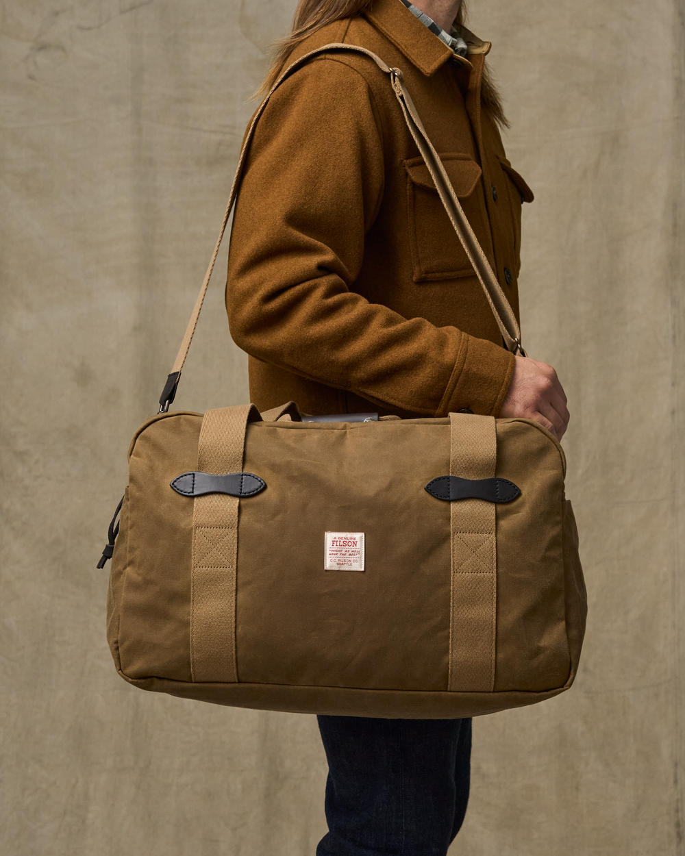 MEDIUM TIN CLOTH DUFFLE BAG - DARK TAN