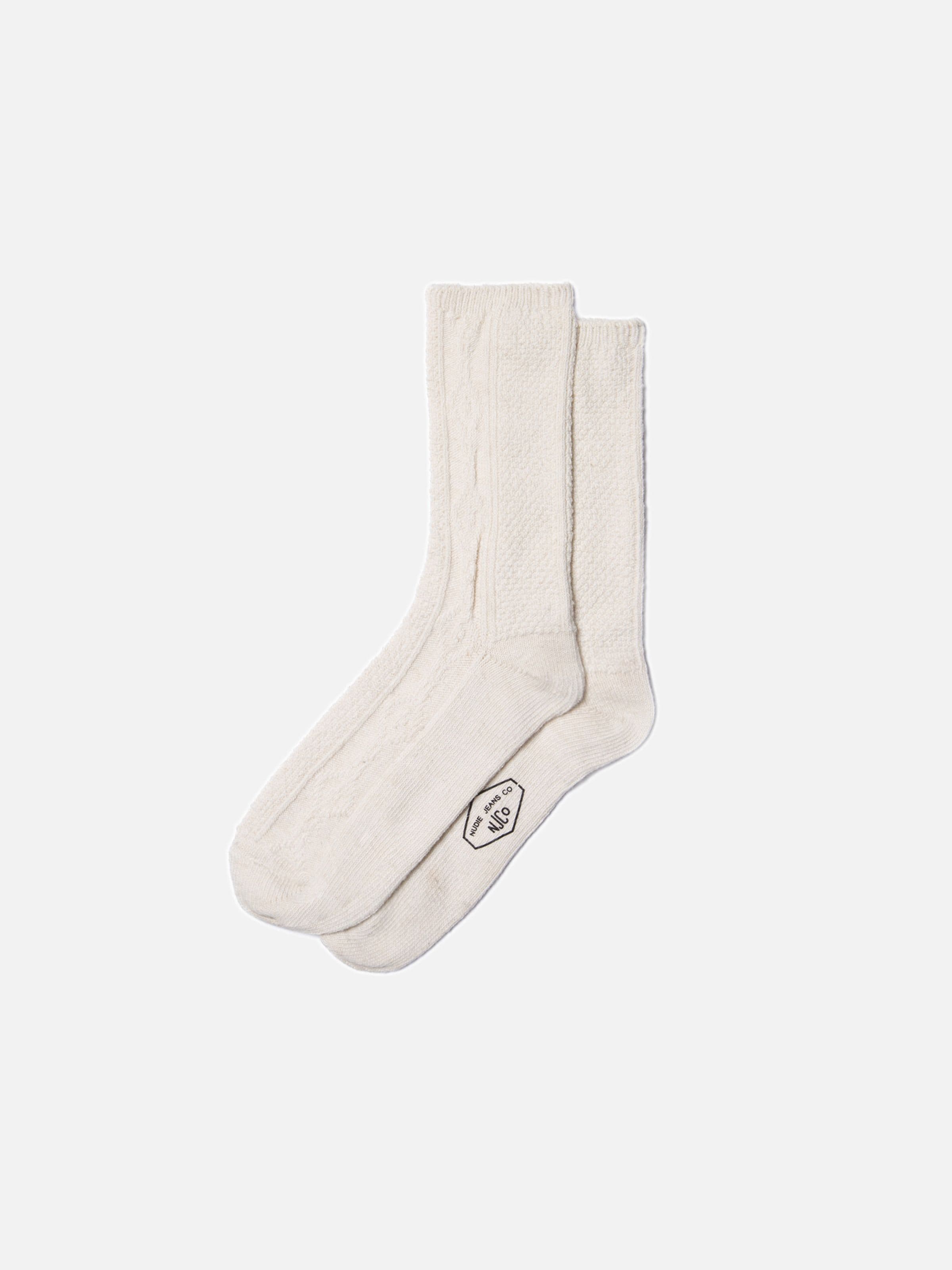 WOMEN CABLE SOCKS - OFFWHITE