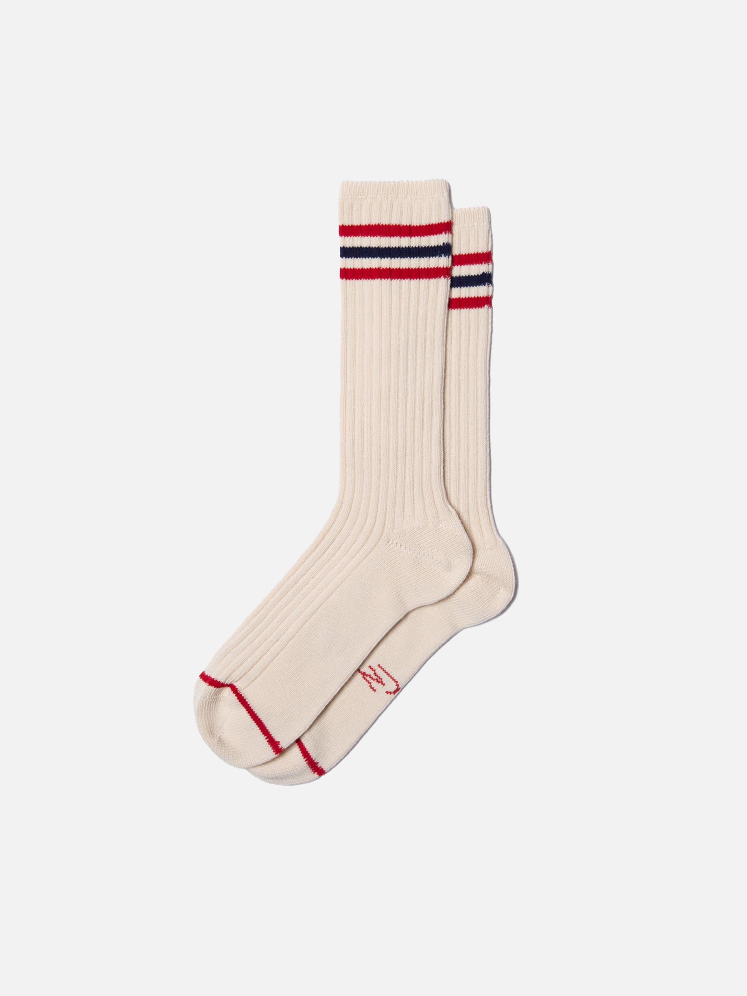 MEN TENNIS SOCKS RETRO - OFFWHITE/RED