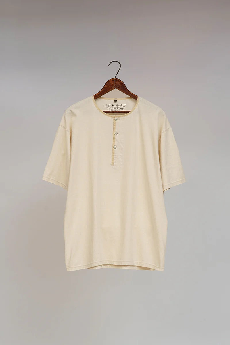 50s HENLEY NECK SHIRT - IVORY