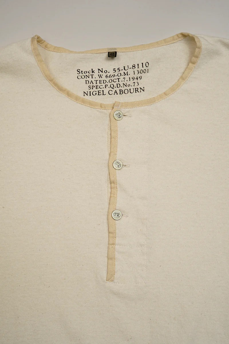 50s HENLEY NECK SHIRT - IVORY