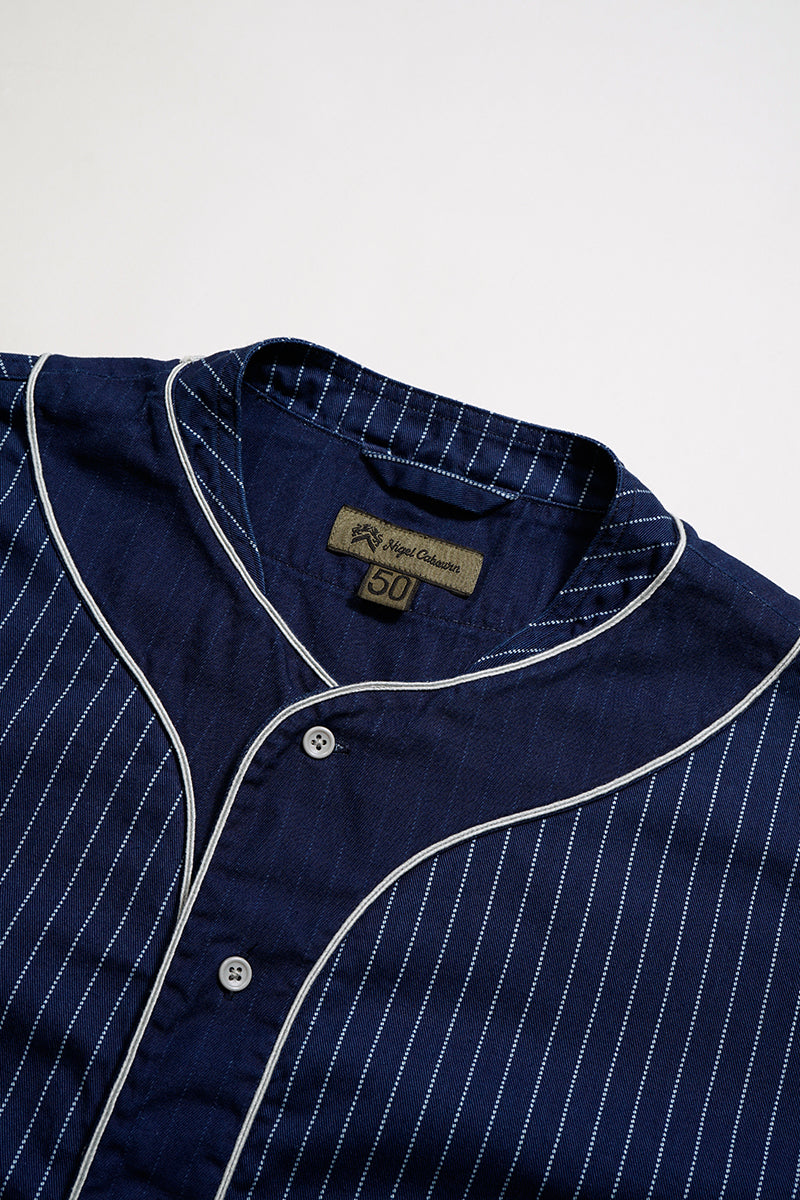 BASEBALL SH S/S - COTTON WABASH - INDIGO