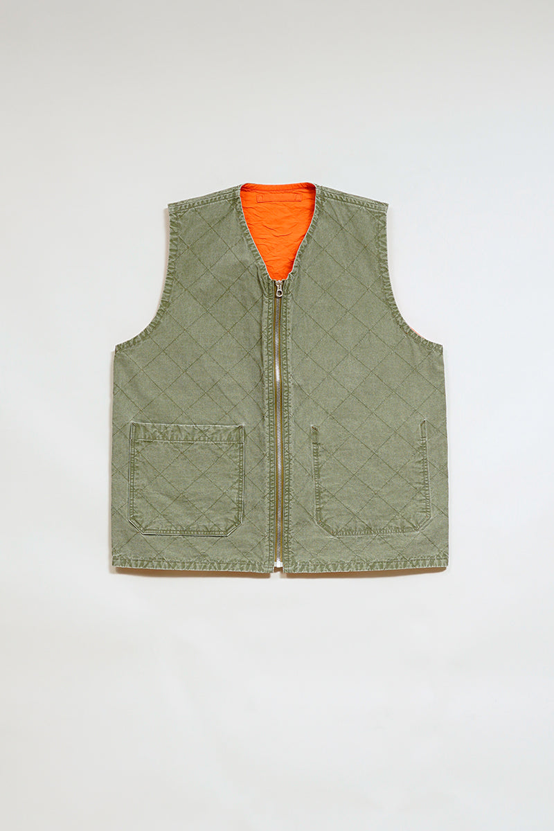 QUILTING DECK VEST RIPSTOP REVERSIBLE - GREEN