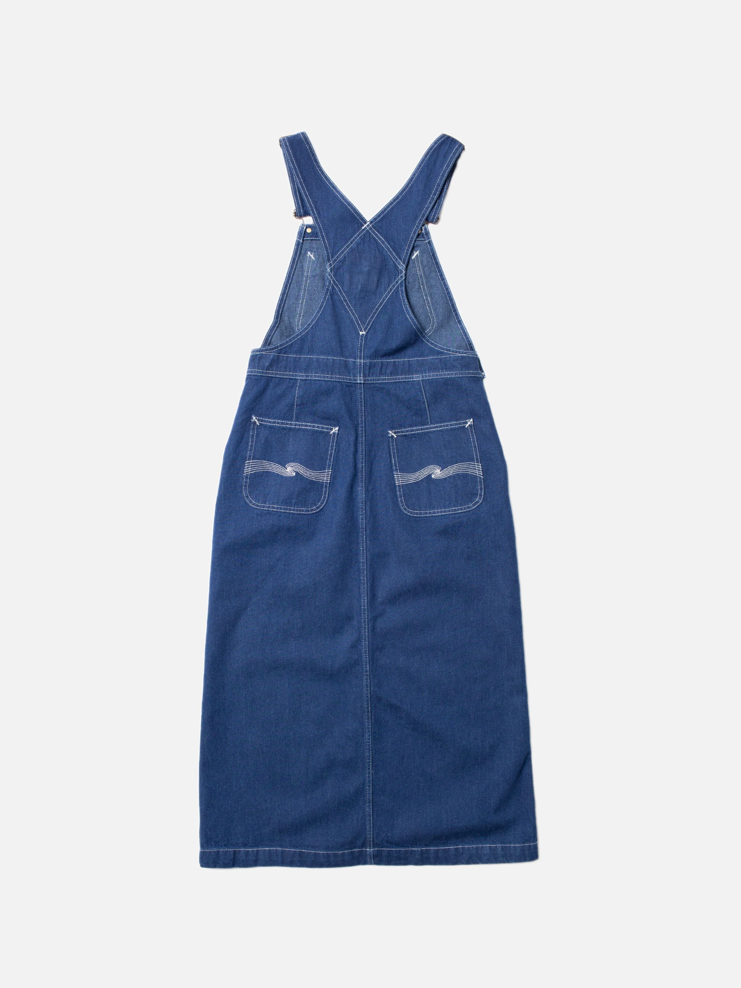 INGER UTILITY DENIM DUNGAREES DRESS - BLUE